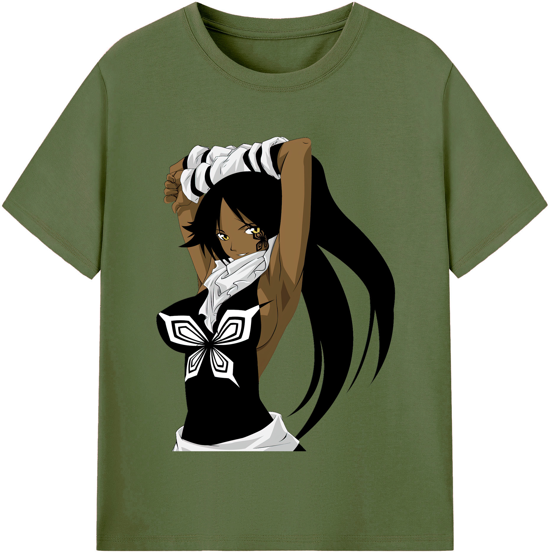 （画像用） ブリーチ 四楓院 夜一（しほういん よるいち） BLEACH Shihouin Yoruichi 綿100％半袖Tシャツ（フロントプリント）